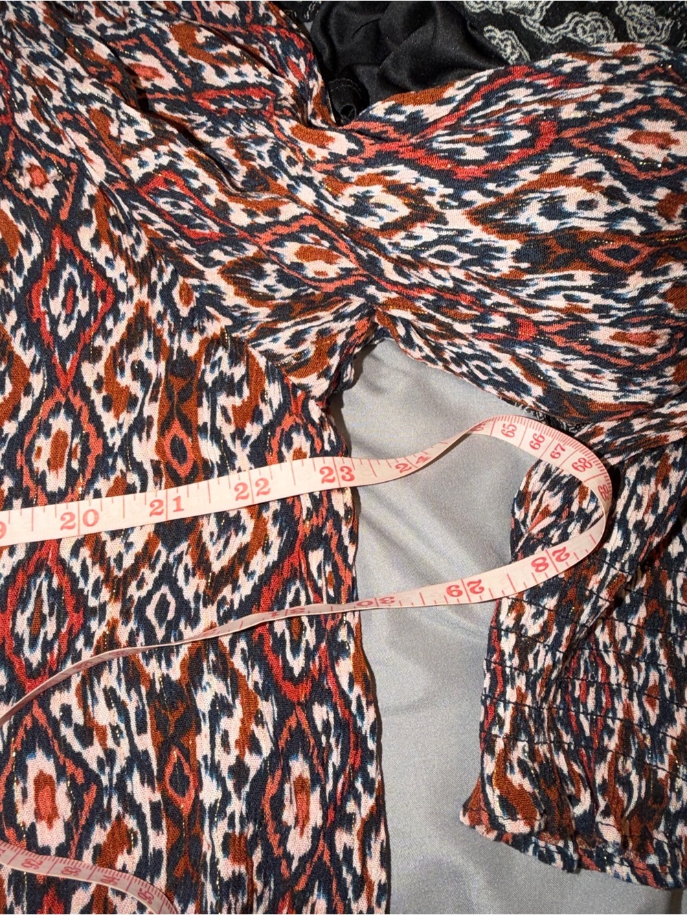 Fat Face Rust and Black Geo V-Neck Blouse - Picture 5 of 5